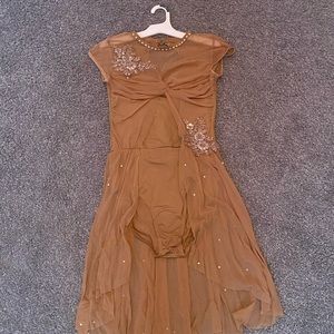 beige dance costume w/ appliqués